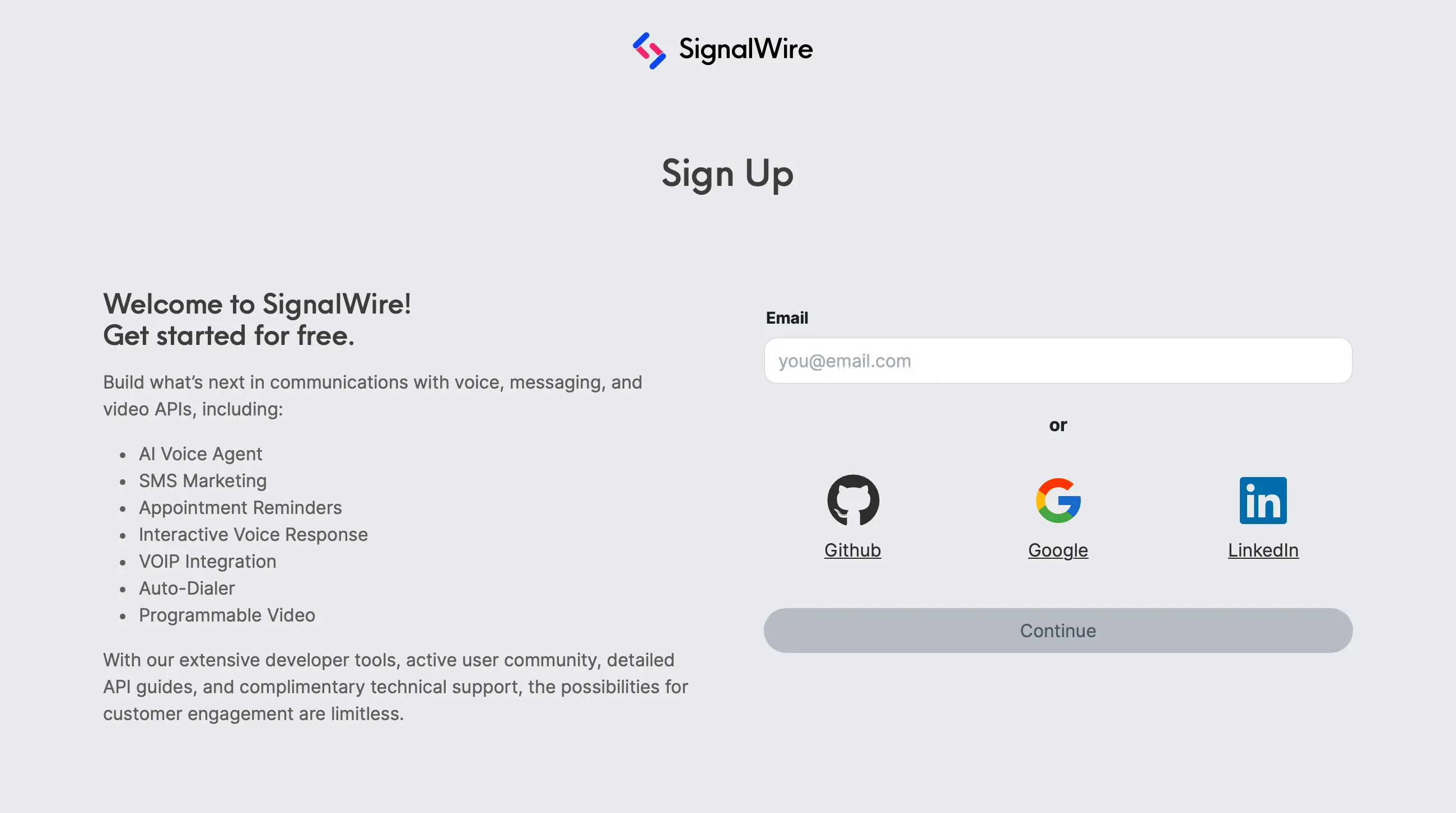Sign up for a SignalWire account.
